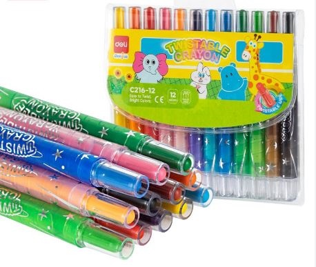 Sáp màu vặn Deli C216 cây ngắn (12)