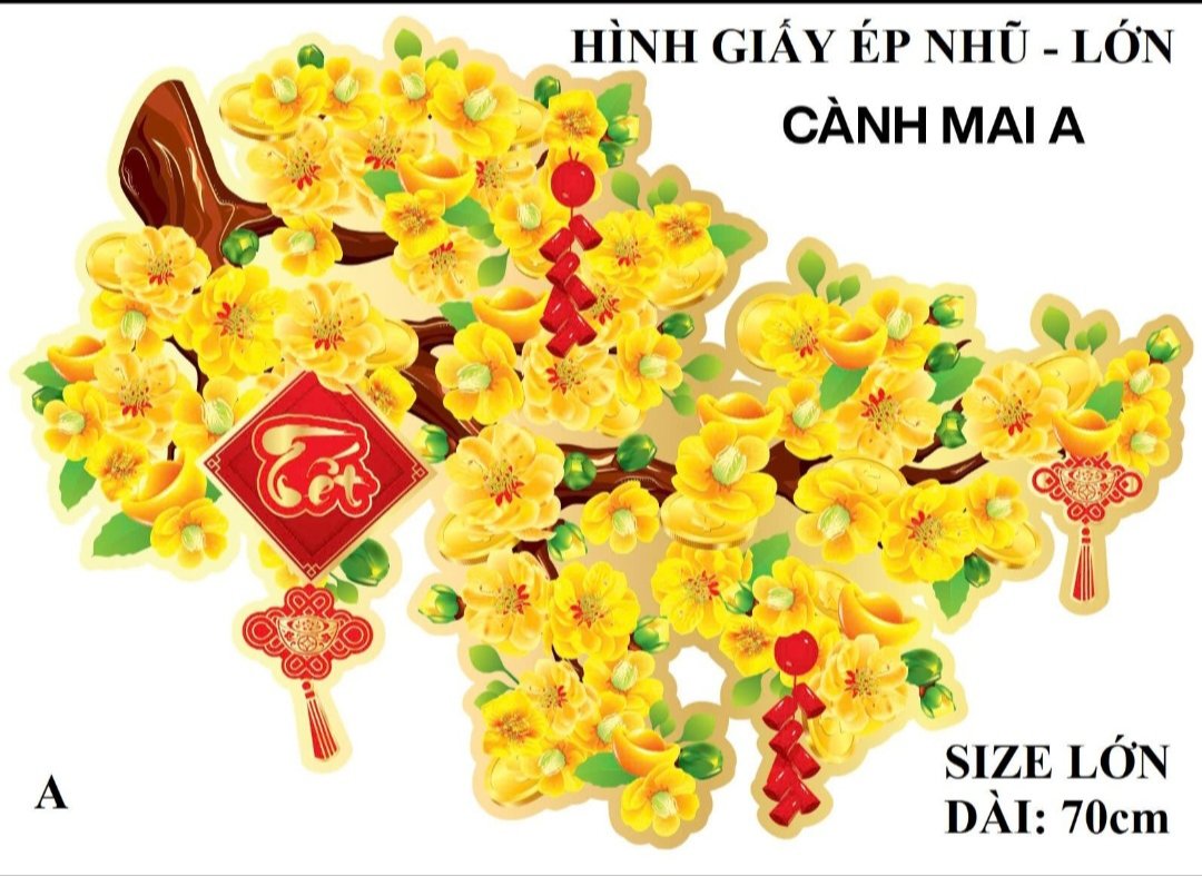 Hình giấy ép nhũ dán cửa trang trí Tết