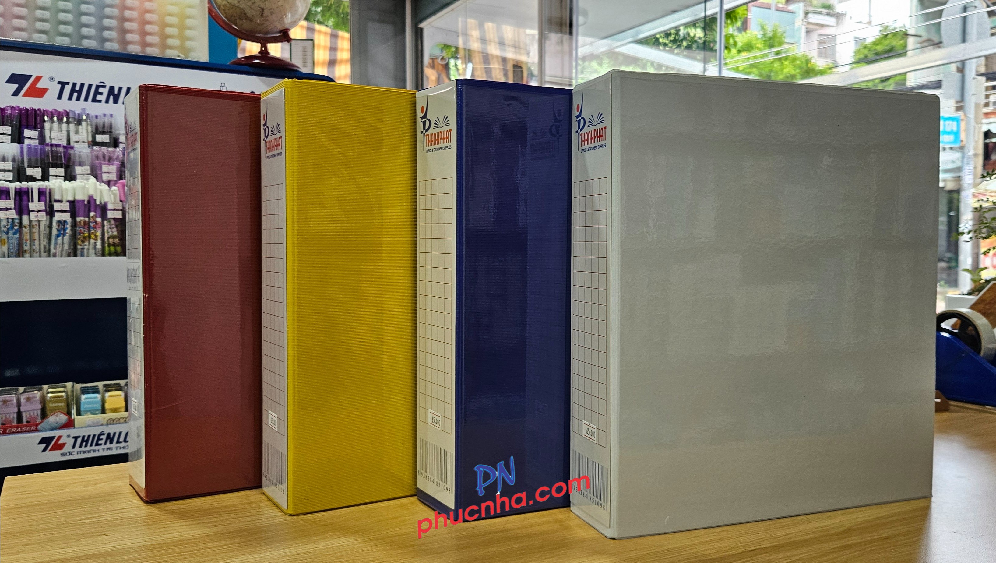 Bìa còng kiếng Thành Phát 4 còng A4 (trắng, đỏ, xanh dương, vàng) - 3cm/ 5cm/ 7cm