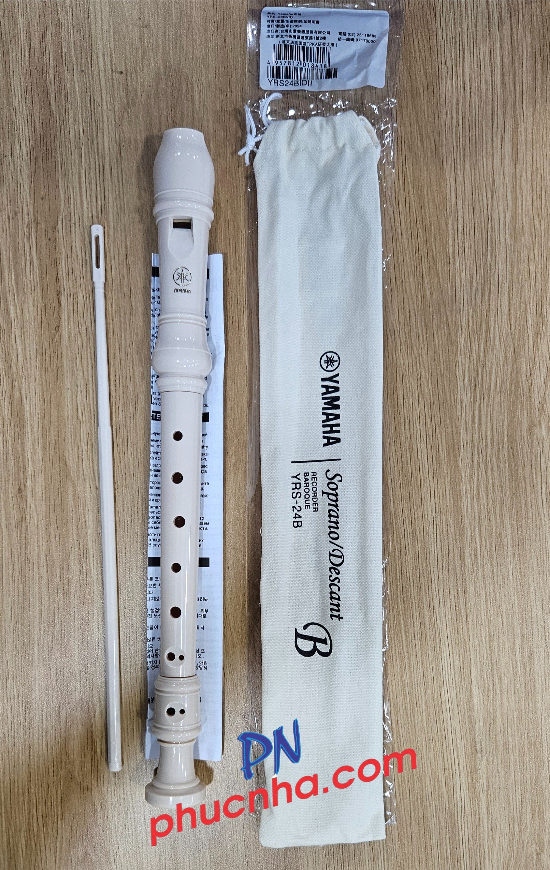 Sáo dọc recoder nhựa Yamaha YRS-24B kèm túi đựng, que vệ sinh