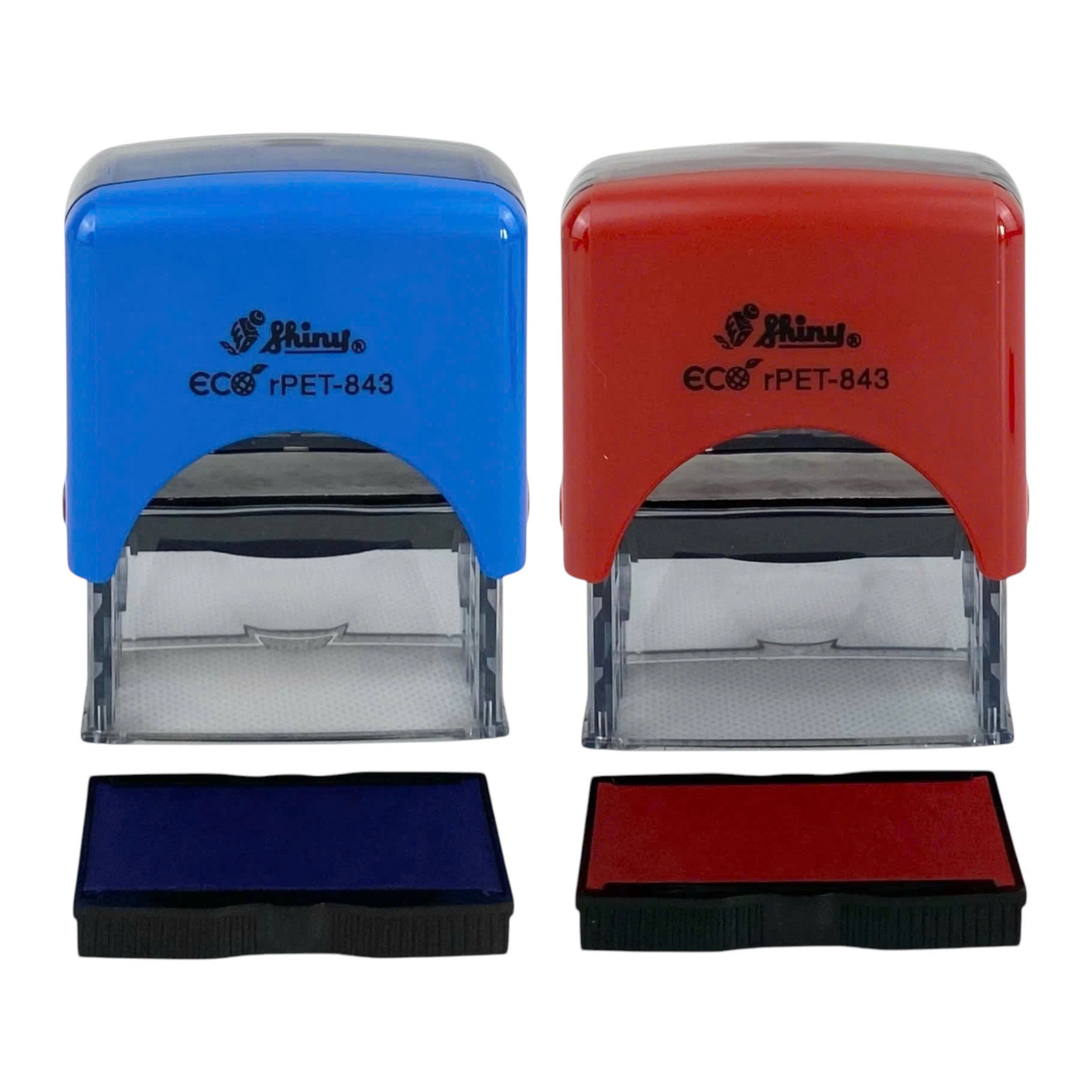 Dấu Shiny rPet-843 KT 18x47mm - mưc sẵn Xanh/ đỏ/ đen (không nội dung)