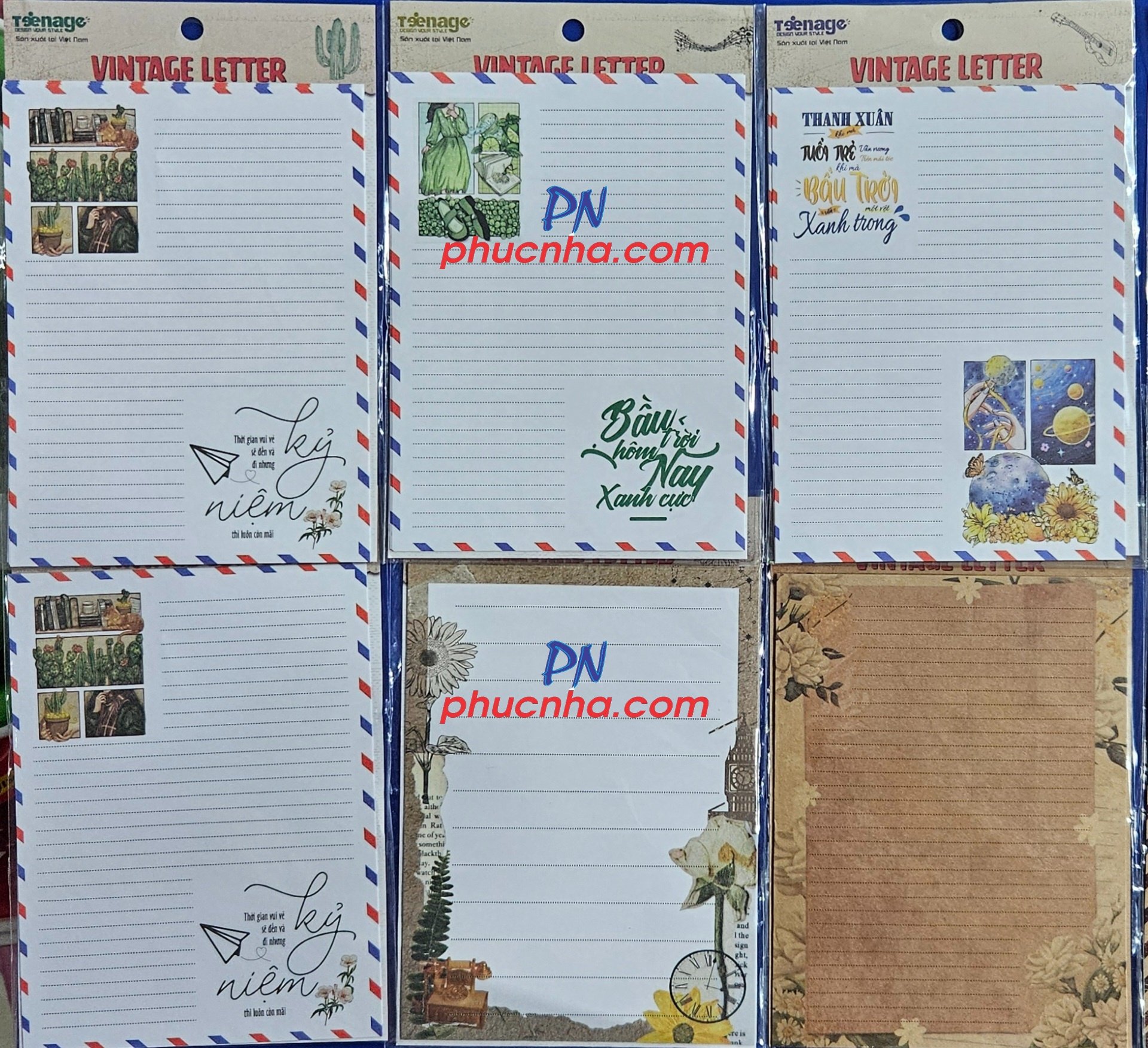 Vintage Letter - Giấy kraft viết thư cổ điển nâu/ trắng Teenage (5 tờ/xấp)