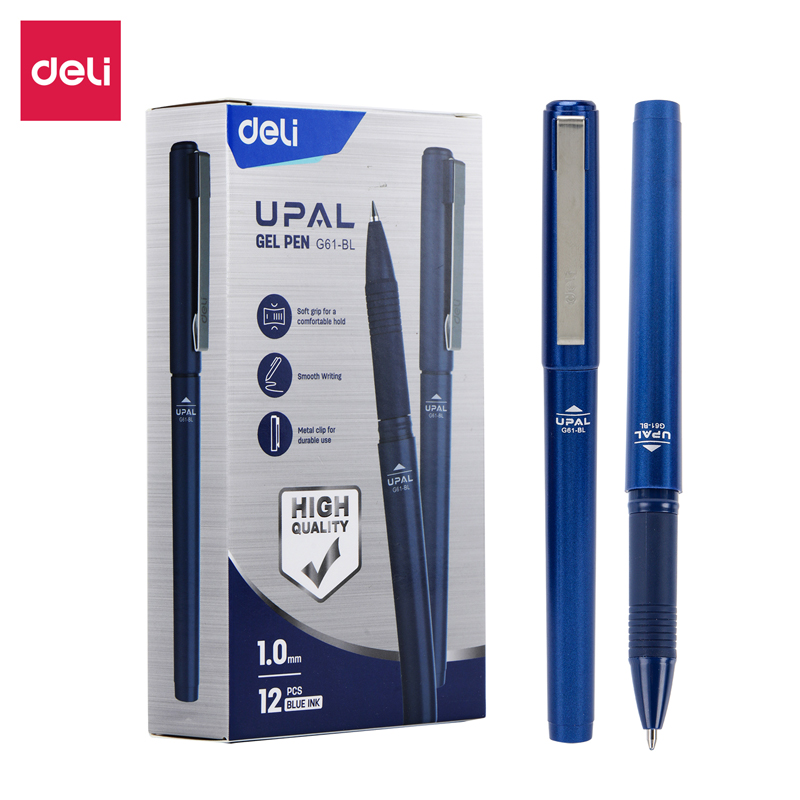 Bút gel ký Deli G61-BL Upal 1.0mm, xanh (12)
