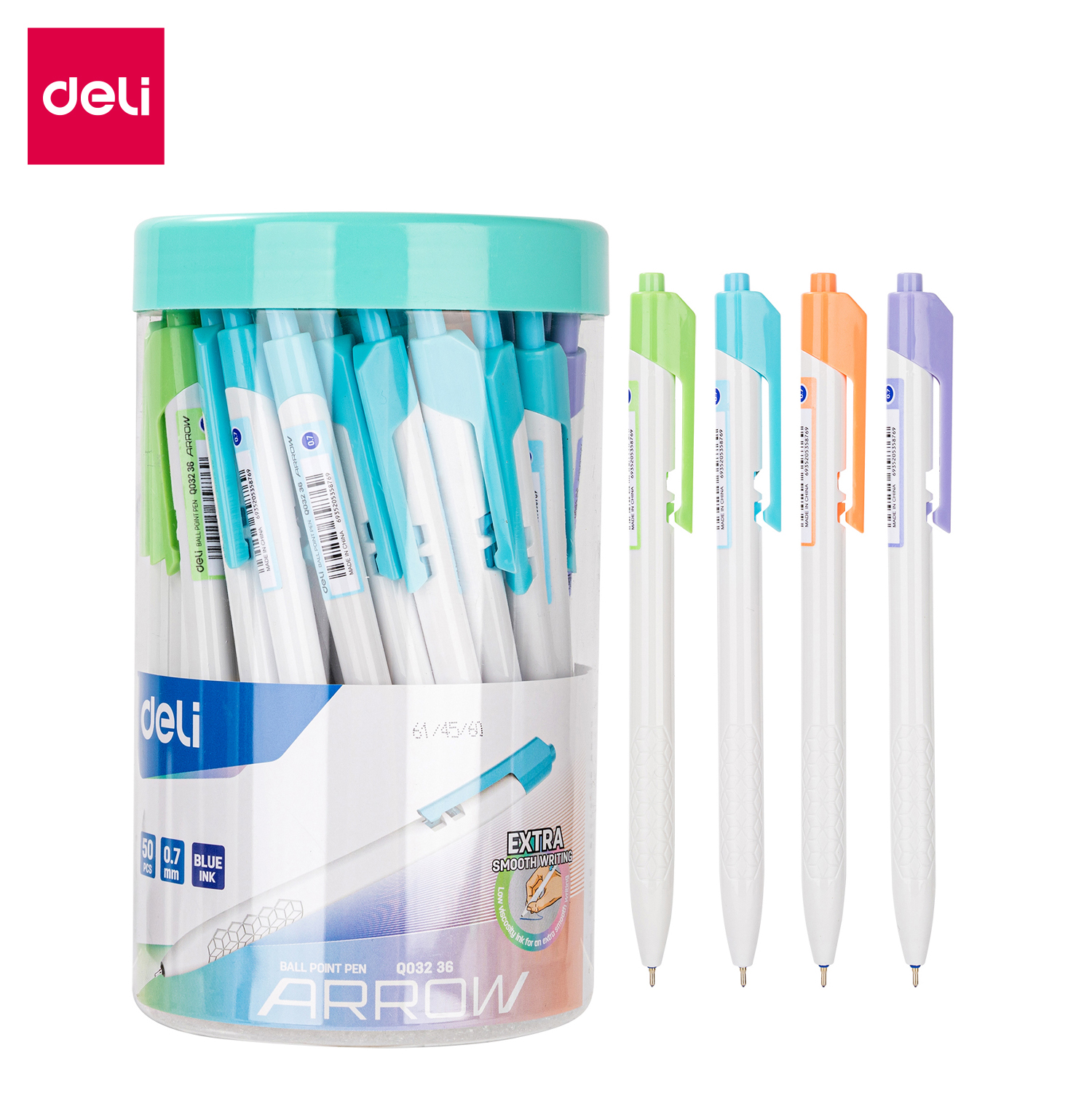 Bút bi dầu Deli Q03236 0.7mm (50) Mực xanh