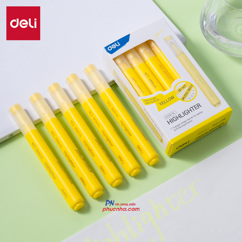 Bút dạ quang Deli U12S 1-5mm, 1 đầu (10) - Vàng/ Cam/ Hồng/ Lá/ Biển/ Tím