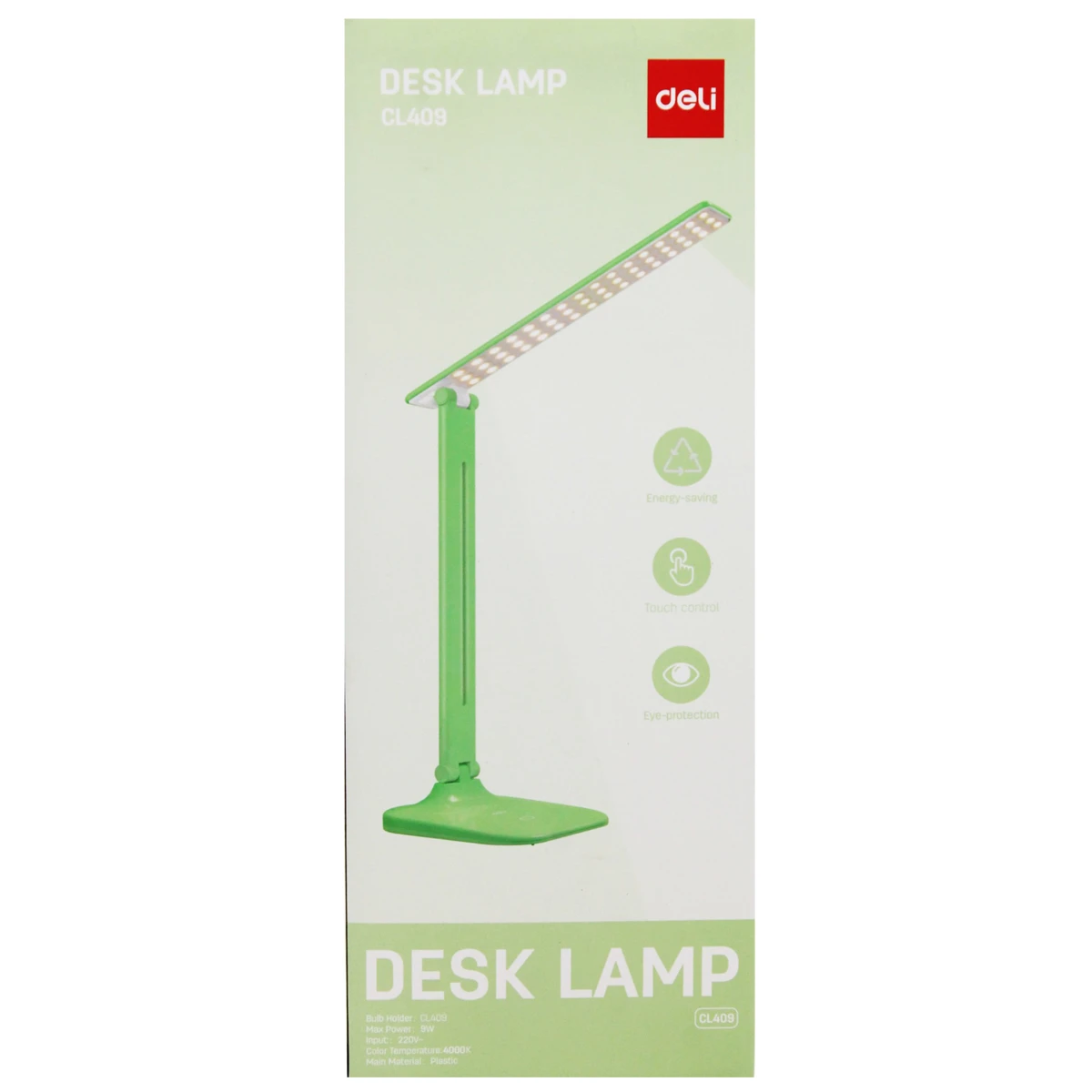 Đèn học để bàn Deli CL409 cảm ứng 9W 4000K (ánh sáng vàng nhẹ, điều chỉnh 3 mức sáng)