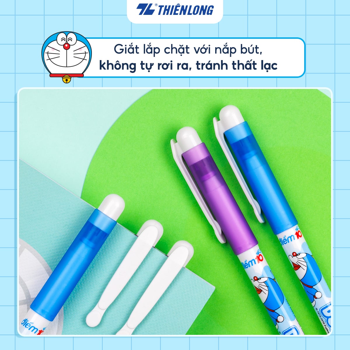 Bút lông kim Thiên Long Điểm 10 TP-FL04/DO Doremon 0.3mm, mực tím (10/600)