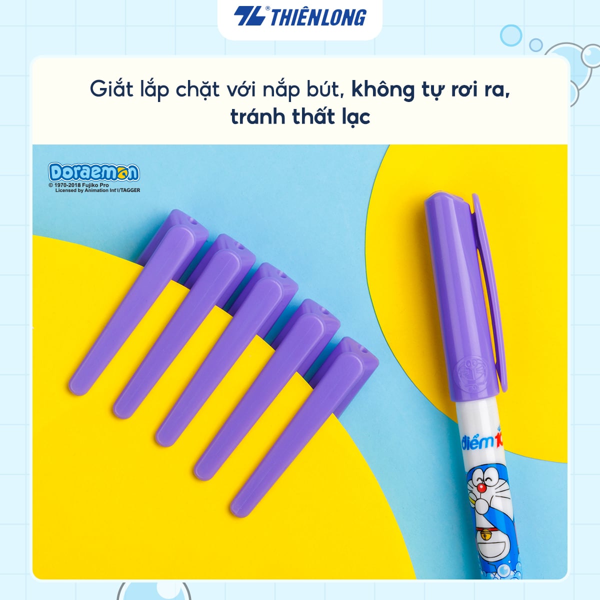 Bút lông kim Thiên Long Điểm 10 TP-FL08/DO Doremon 0.3mm, mực tím (10/720)