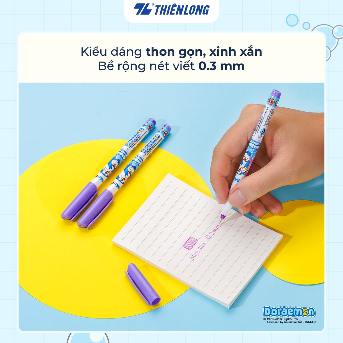 Bút lông kim Thiên Long Điểm 10 TP-FL08/DO Doremon 0.3mm, mực tím (10/720)