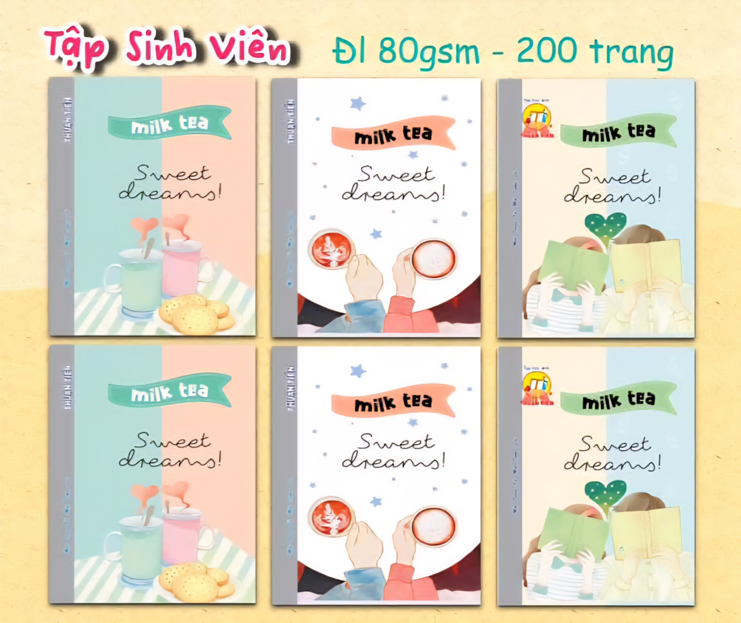 Tập SV Thuận Tiến Milk tea B5 200tr 80gsm kẻ ngang (2/60)