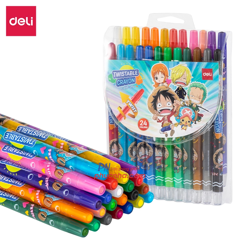 Sáp màu vặn Deli C217 cây dài bản One piece - 12 màu/ 18 màu/ 24 màu