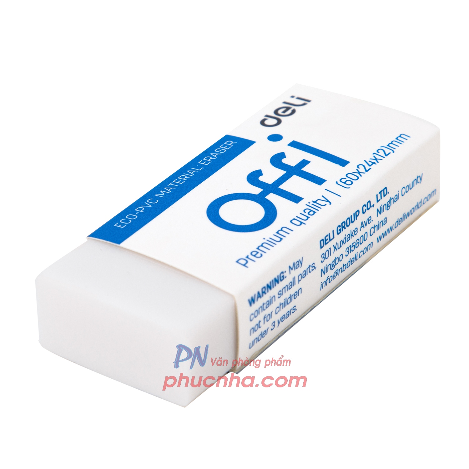 Gôm trắng Deli H03110 60x24x12mm (20) (lớn) Uscribe plus dust free ít vụn