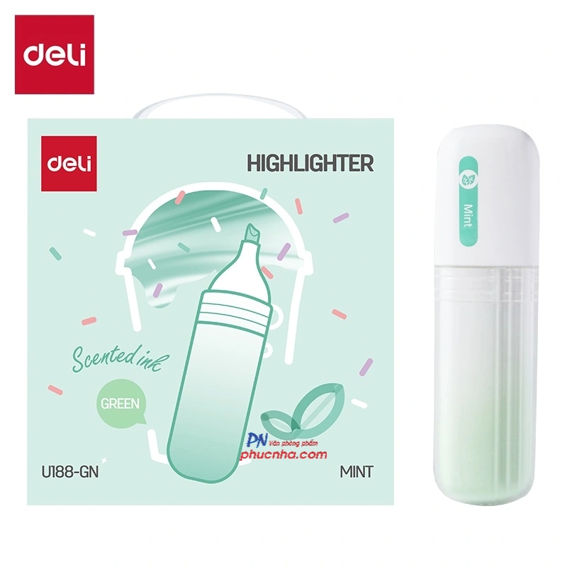 Bút dạ quang Deli U188 1-5mm, có hương thơm (6) - Tím - Hương lavender/ Xanh mint - Hương matcha/ Hồng - Hương Rose