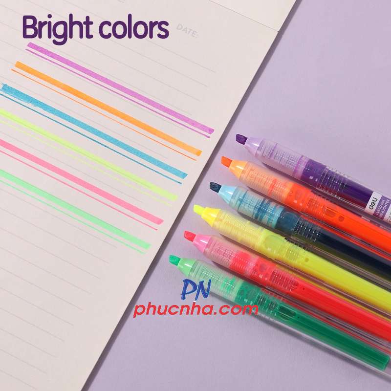 Bút dạ quang Deli U300  mực nước 6 màu