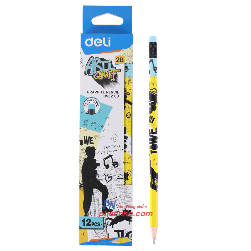 Bút chì gỗ Deli U53200 2B (12)