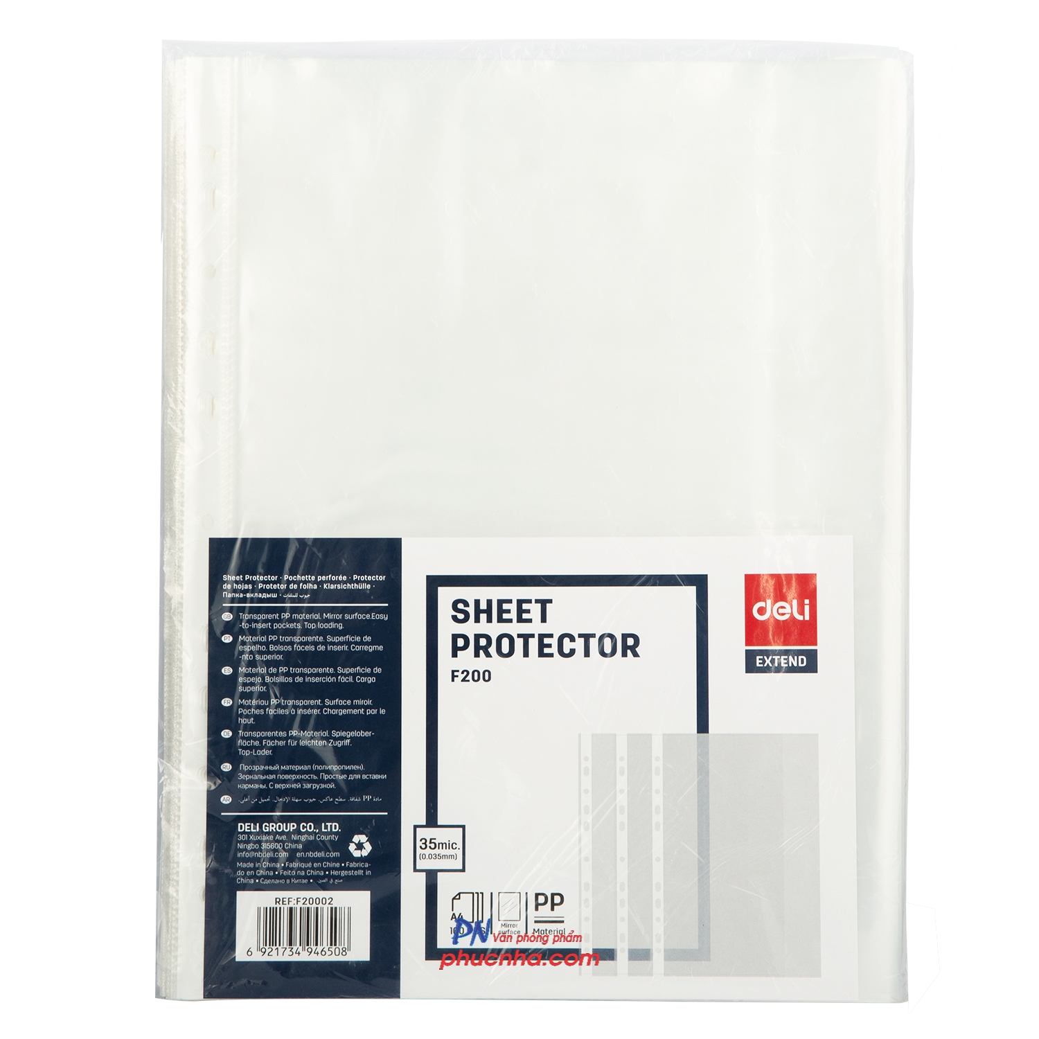 Bìa lỗ Deli F20002 A4 dày 35mic (100)