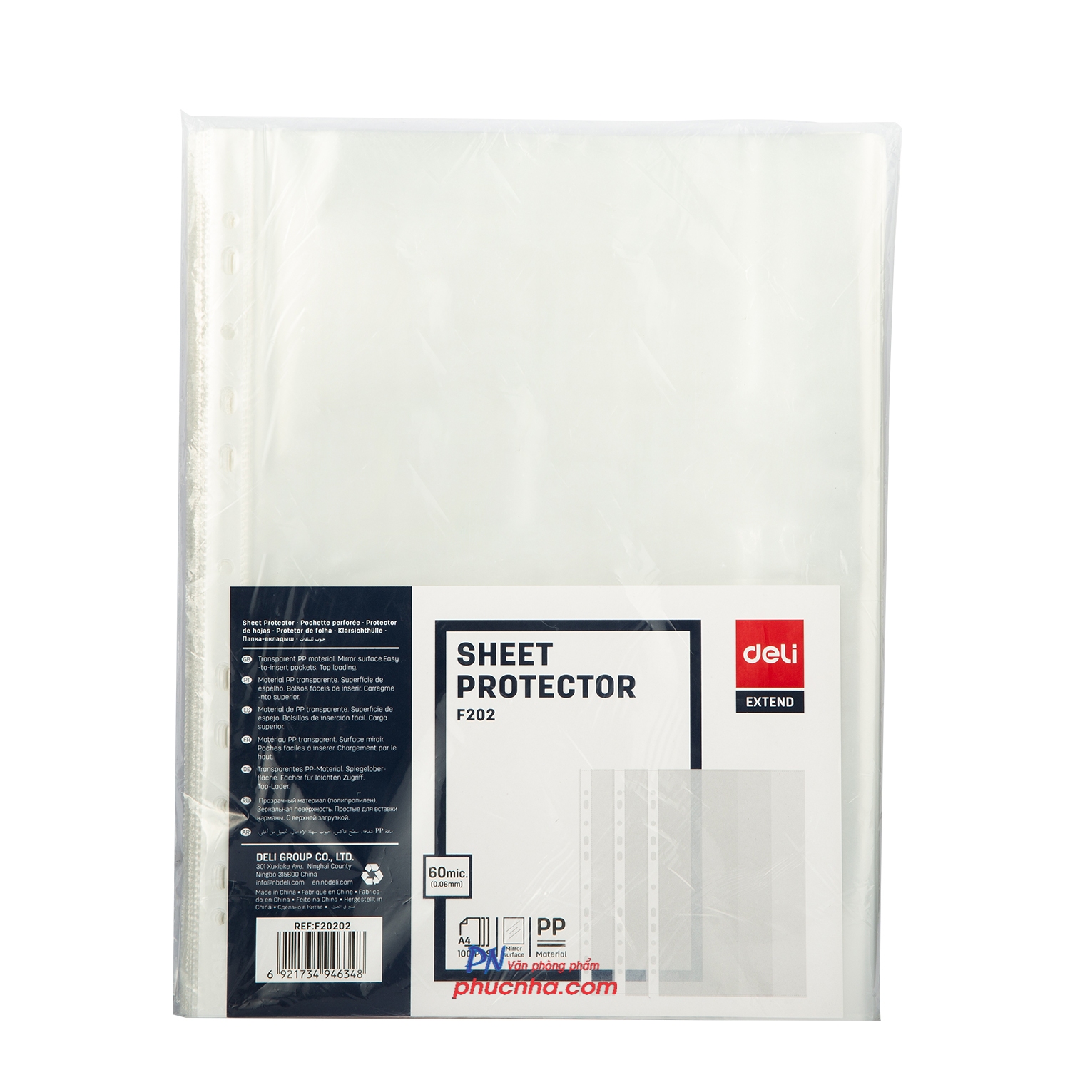 Bìa lỗ Deli F20202 A4 dày 0.06mm (100 cái/ xấp)