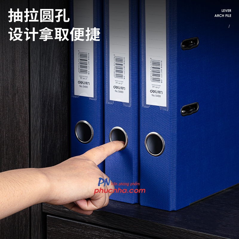 Bìa còng Deli 1 mặt xi A4 38178 5cm/ 38179 7cm/ F849 9cm (50)