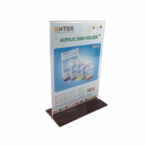 Kệ mica Menu 2 mặt A4 210x300mm Đế lùa uốn E06U