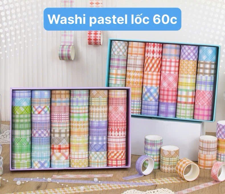 Washi hộp 100 cuộn XM-JD2201 băng keo giấy hình trang trí