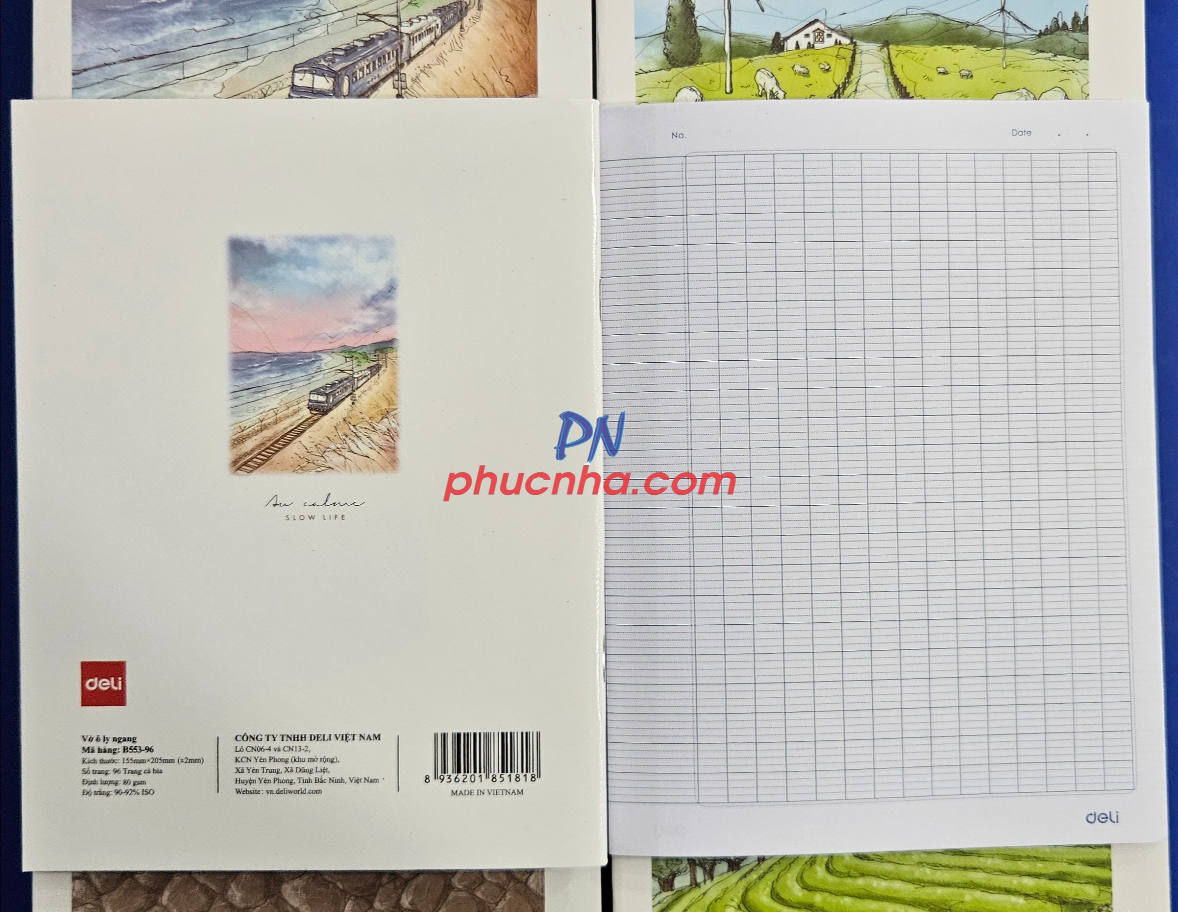 Tập HS Deli B553-96 96tr 80gsm 4 ly ngang (10/80)