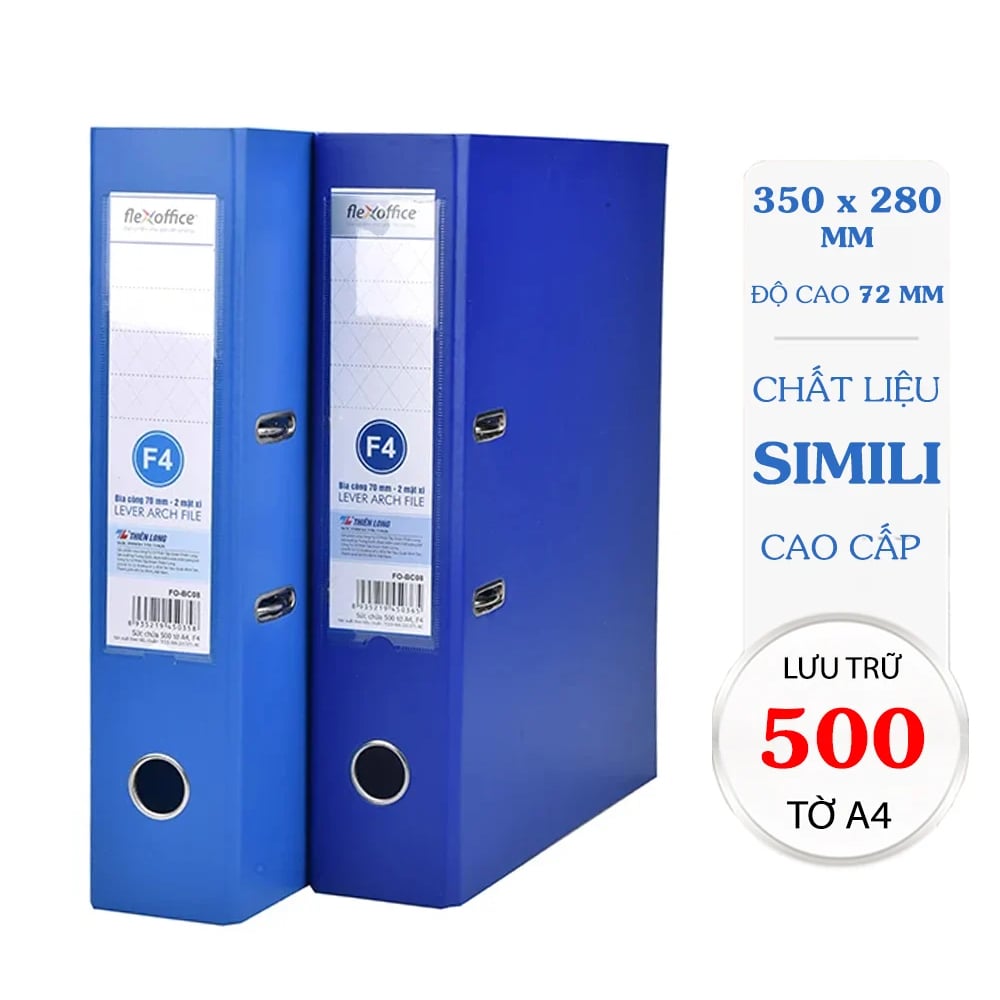 Bìa còng Thiên Long FO-BC08 7cm F4 2 mặt xi, xanh đậm (40)