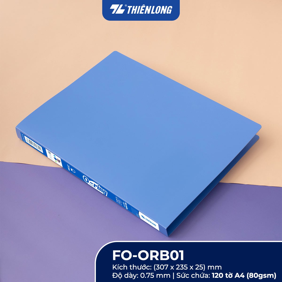 Bìa nhẫn Thiên Long FO-ORB01 oring A4 chữ O 2.5cm màu xanh biển (120)