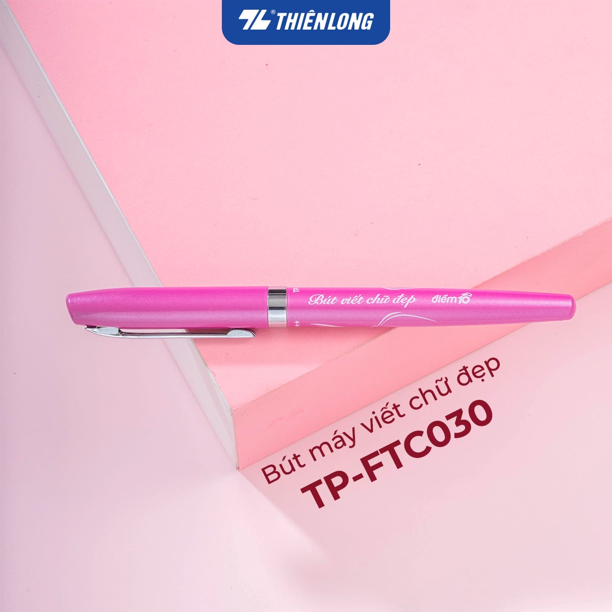 Bút máy Thiên Long Điểm 10 TP-FTC030 ngòi êm vỏ kim loại (10 cây/ khay) - bút bơm mực luyện viết chữ đẹp