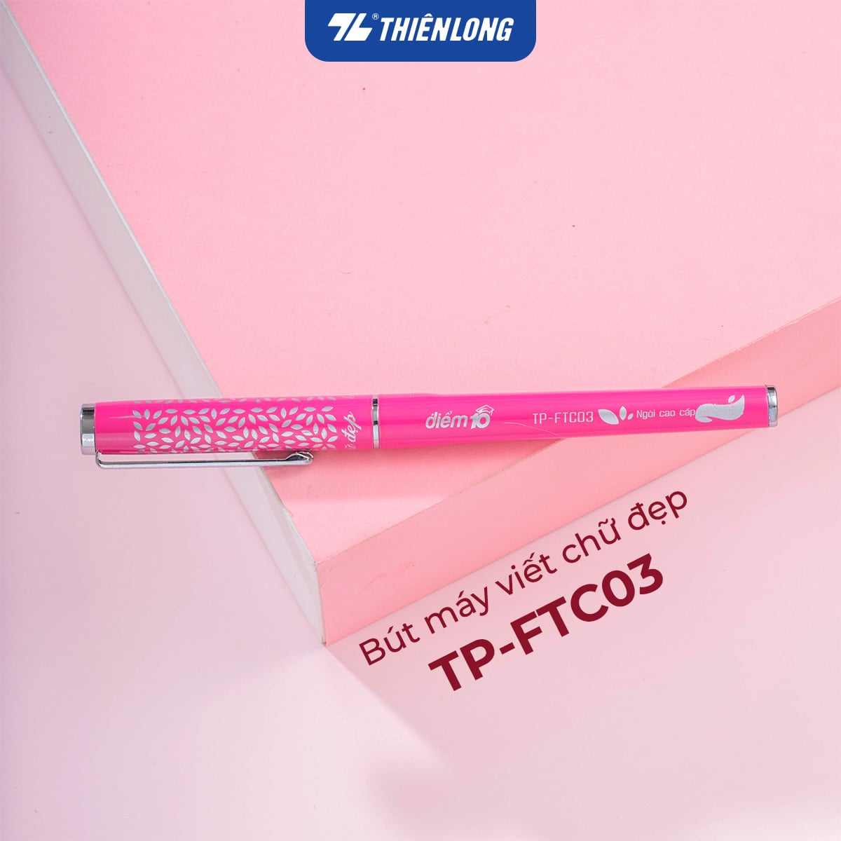 Bút máy Thiên Long Điểm 10 TP-FTC03 ngòi êm vỏ kim loại (10 cây/ khay) - bút bơm mực luyện viết chữ đẹp