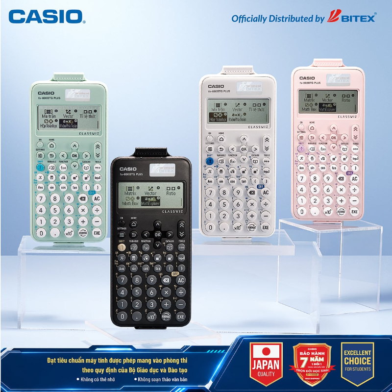 Máy tính Casio Fx-880BTG Plus - Đen/ Trắng/ Hồng/ Xanh lá - Máy tính khoa học, máy tính học sinh