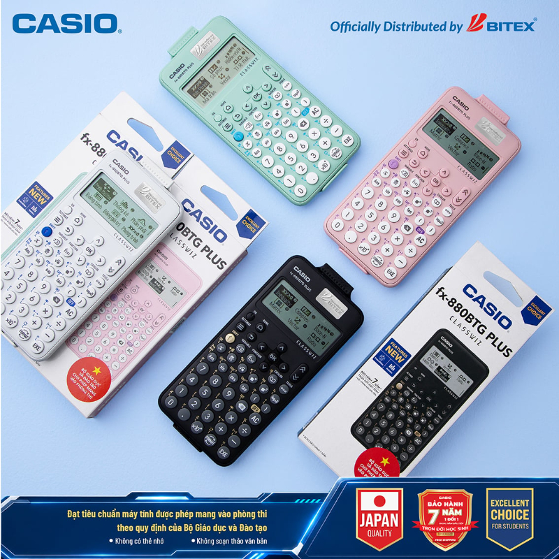 Máy tính Casio Fx-880BTG Plus - Đen/ Trắng/ Hồng/ Xanh lá - Máy tính khoa học, máy tính học sinh