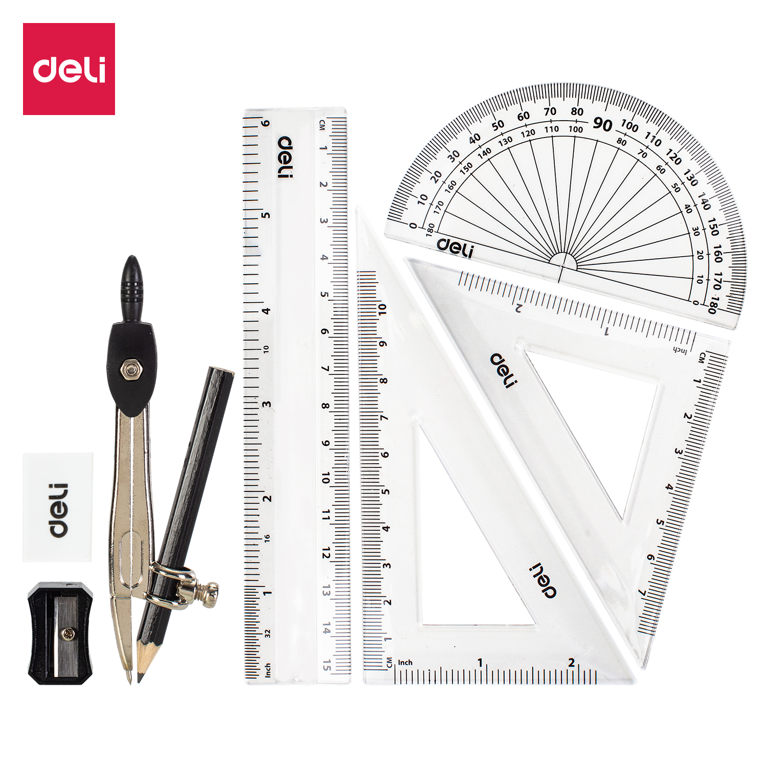 Bộ dụng cụ học sinh Deli G30505 8 món hộp sắt (12)