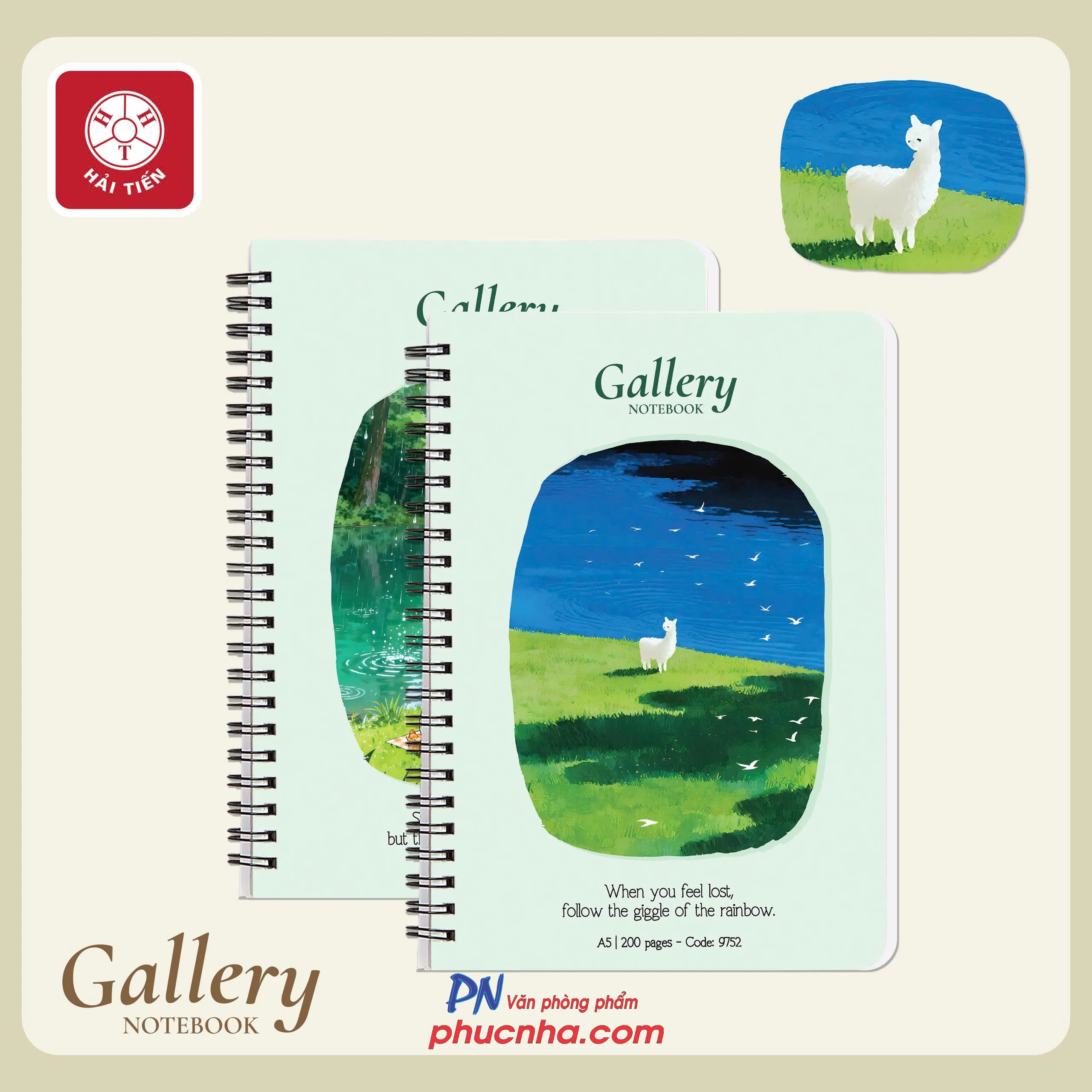 Sổ lò xo Hải Tiến Gallery A6 9769 200 trang 80gsm (giấy caro trắng ngà) (132)