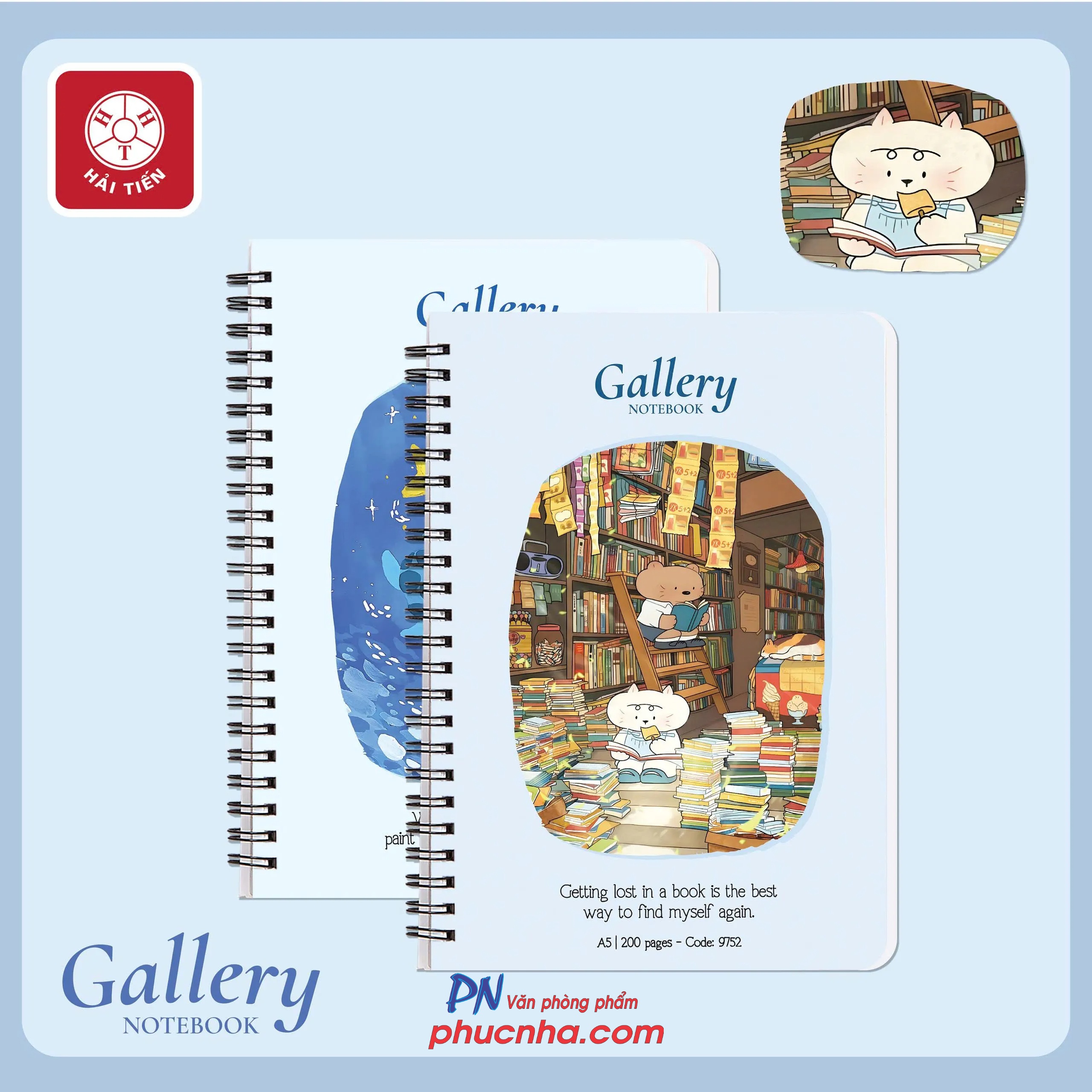 Sổ lò xo Hải Tiến Gallery A6 9769 200 trang 80gsm (giấy caro trắng ngà) (132)