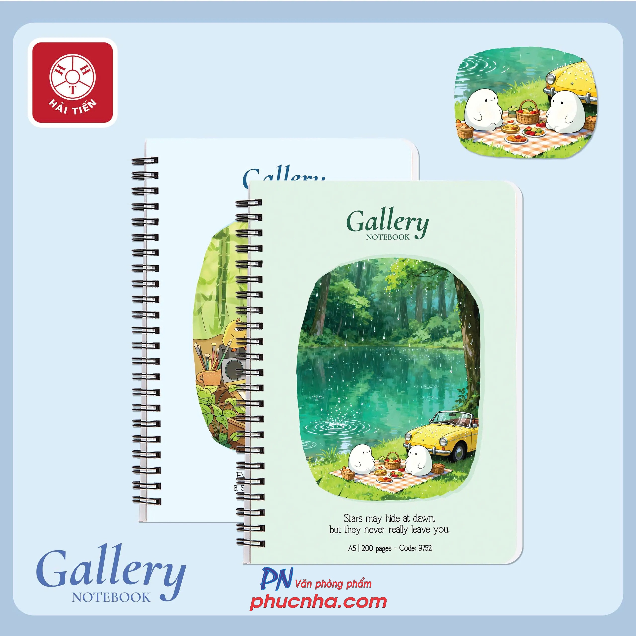 Sổ lò xo Hải Tiến Gallery A6 9769 200 trang 80gsm (giấy caro trắng ngà) (132)