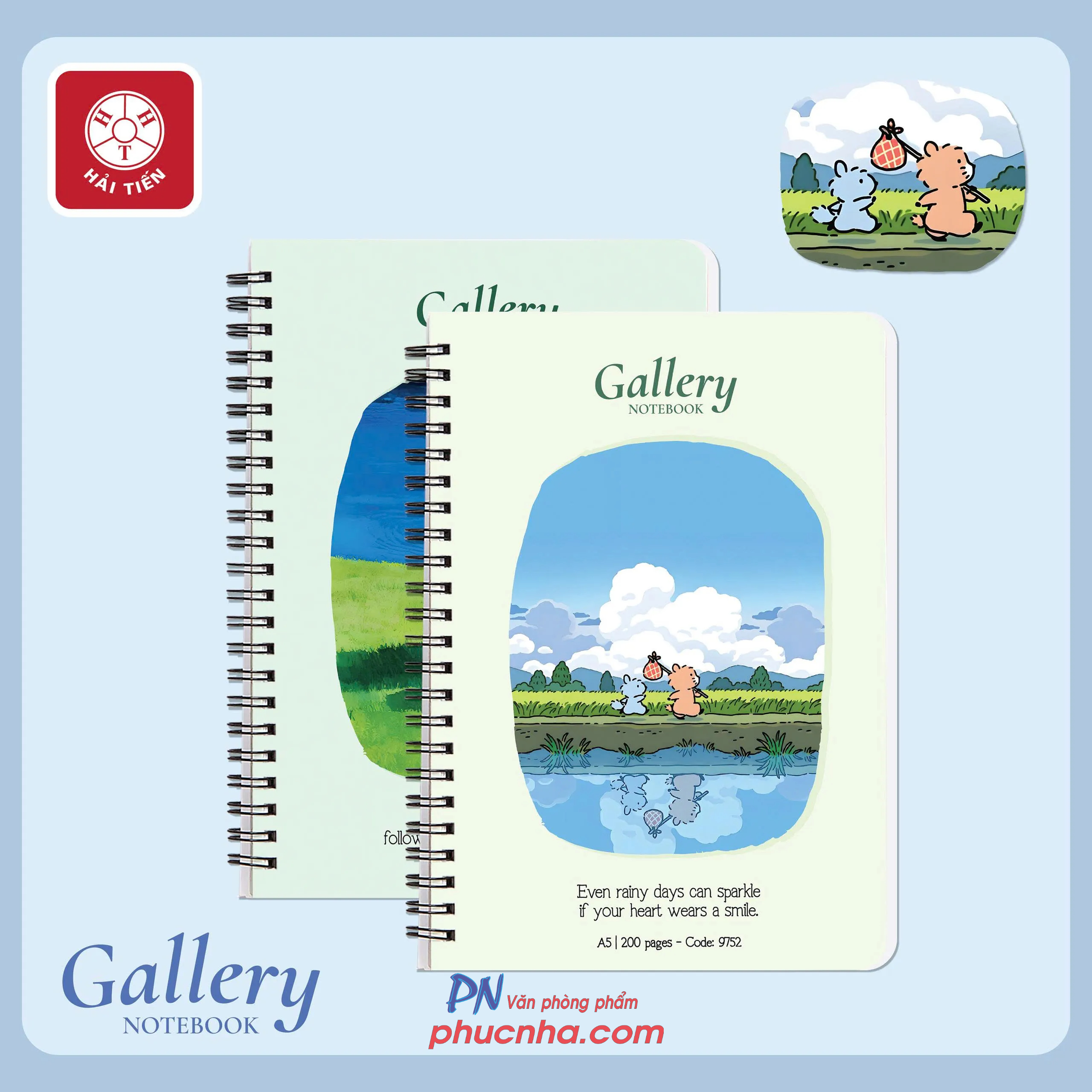 Sổ lò xo Hải Tiến Gallery A6 9769 200 trang 80gsm (giấy caro trắng ngà) (132)