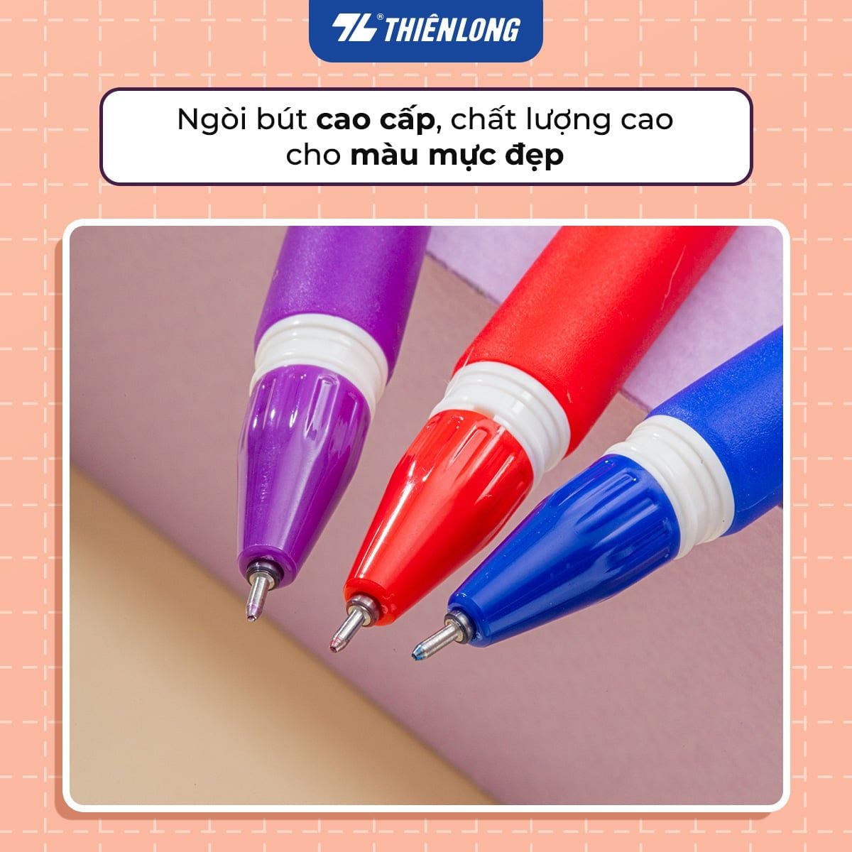 Bút gel Thiên Long GEL-012 Starlit 0.5mm mực tím (20) - Bút bi mực nước ngòi bút nét mảnh cho học sinh