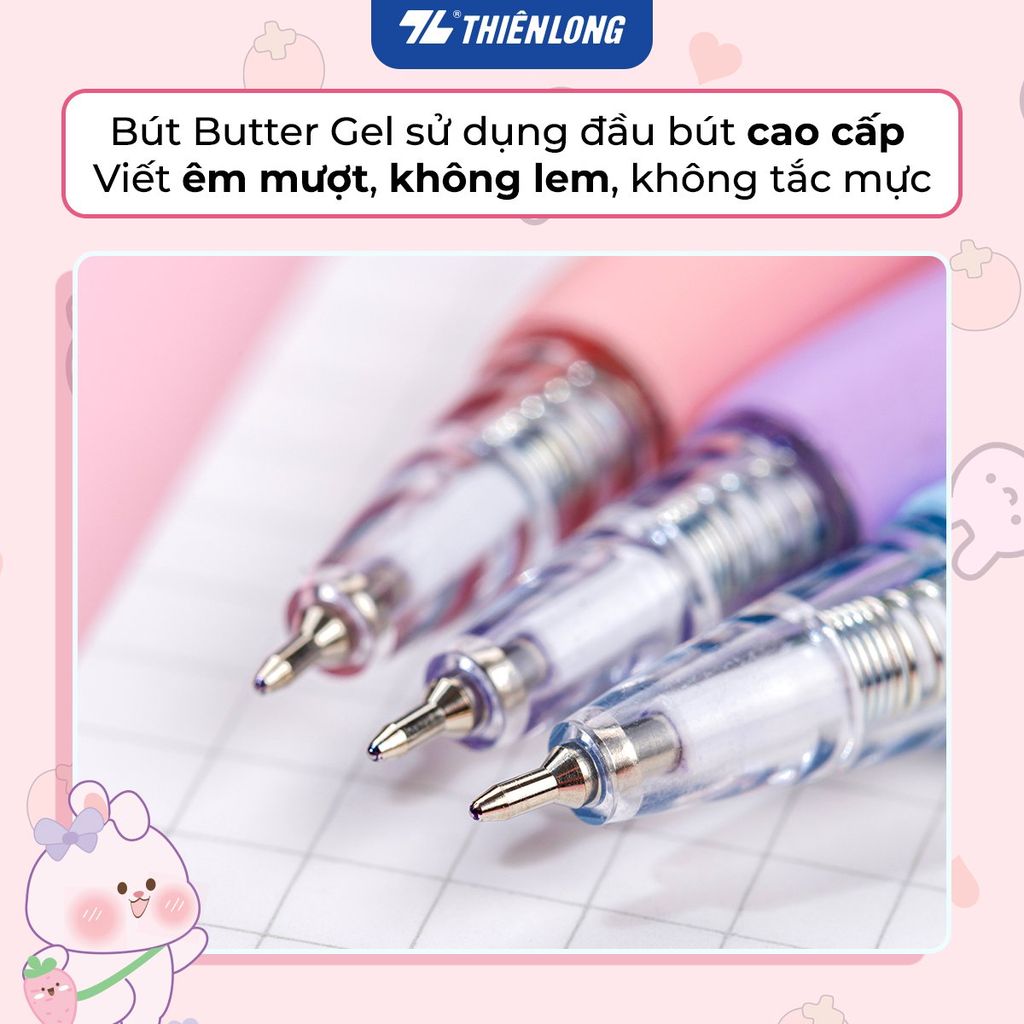Bút bi butter gel Thiên Long GELB-046/LUCK 0.5mm, mực xanh bản đậu (3)