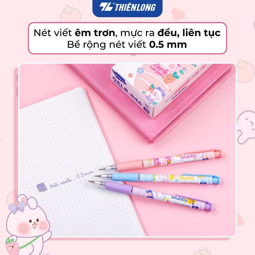 Bút bi butter gel Thiên Long GELB-046/LUCK 0.5mm, mực xanh bản đậu (3)