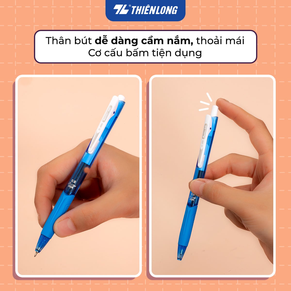 Bút bi Thiên Long TL-095 butter ink 0.5mm (20) - Mực xanh/ đỏ/ đen