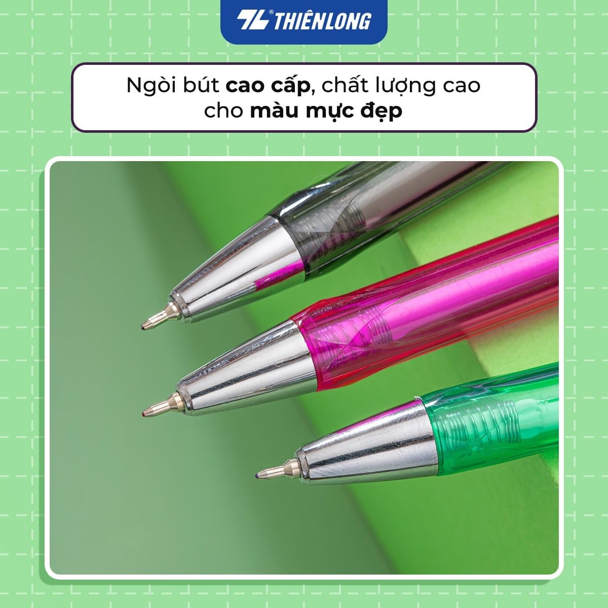 Bút bi Thiên Long GEL-B011 0.5mm (20) - Bút gel bi butter GelB011 Mực xanh/ đỏ/ đen