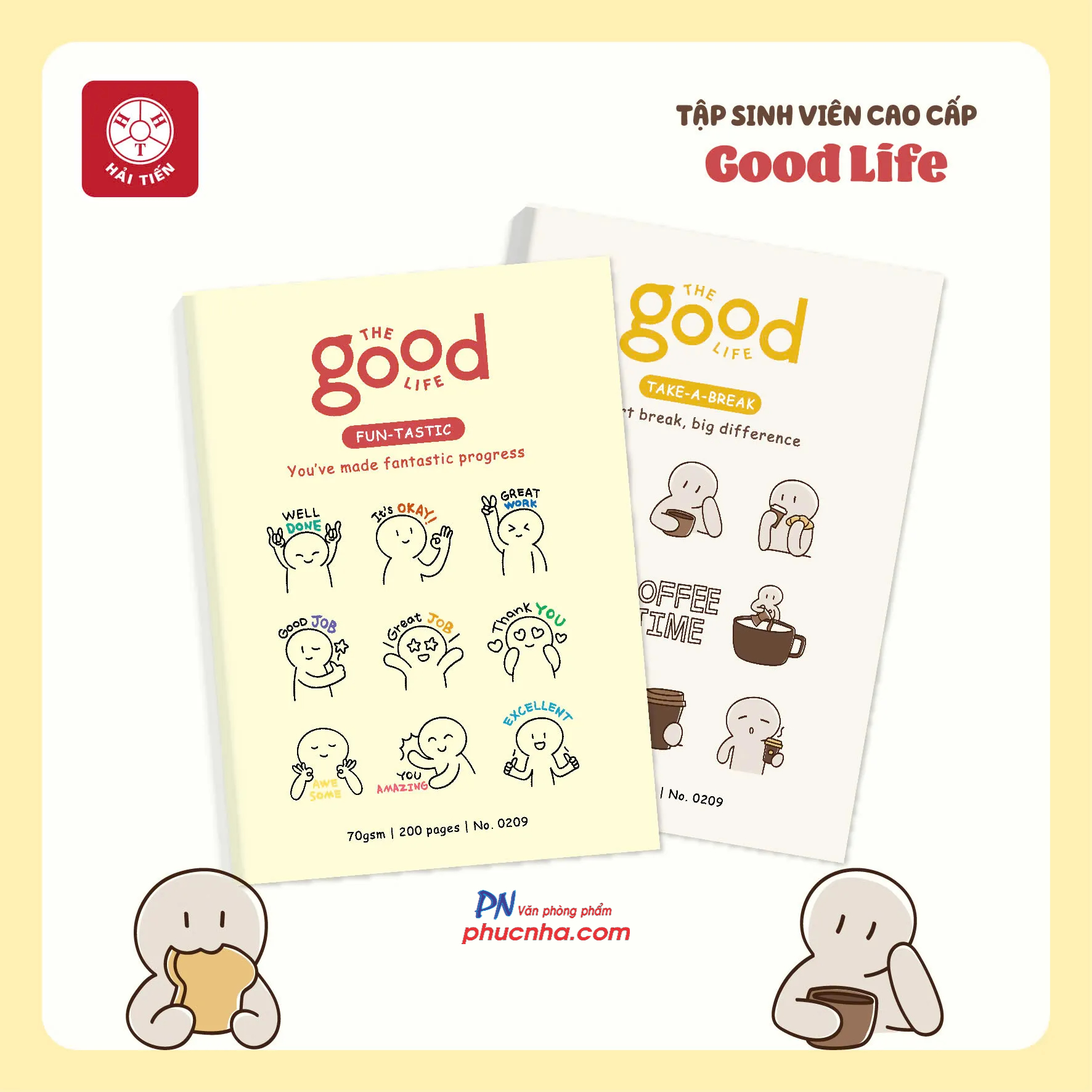 Tập Hải Tiến Good Life 0209 200 trang sinh viên B5 70gsm 4 ly ngang, giấy trắng ngà (3/60)