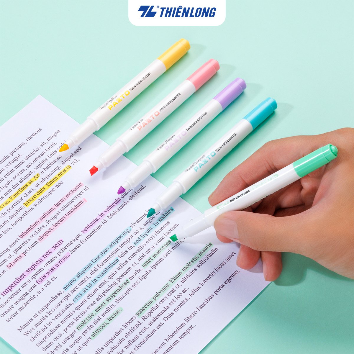 Bút dạ quang Thiên Long HL-016 2 đầu pastel (5)