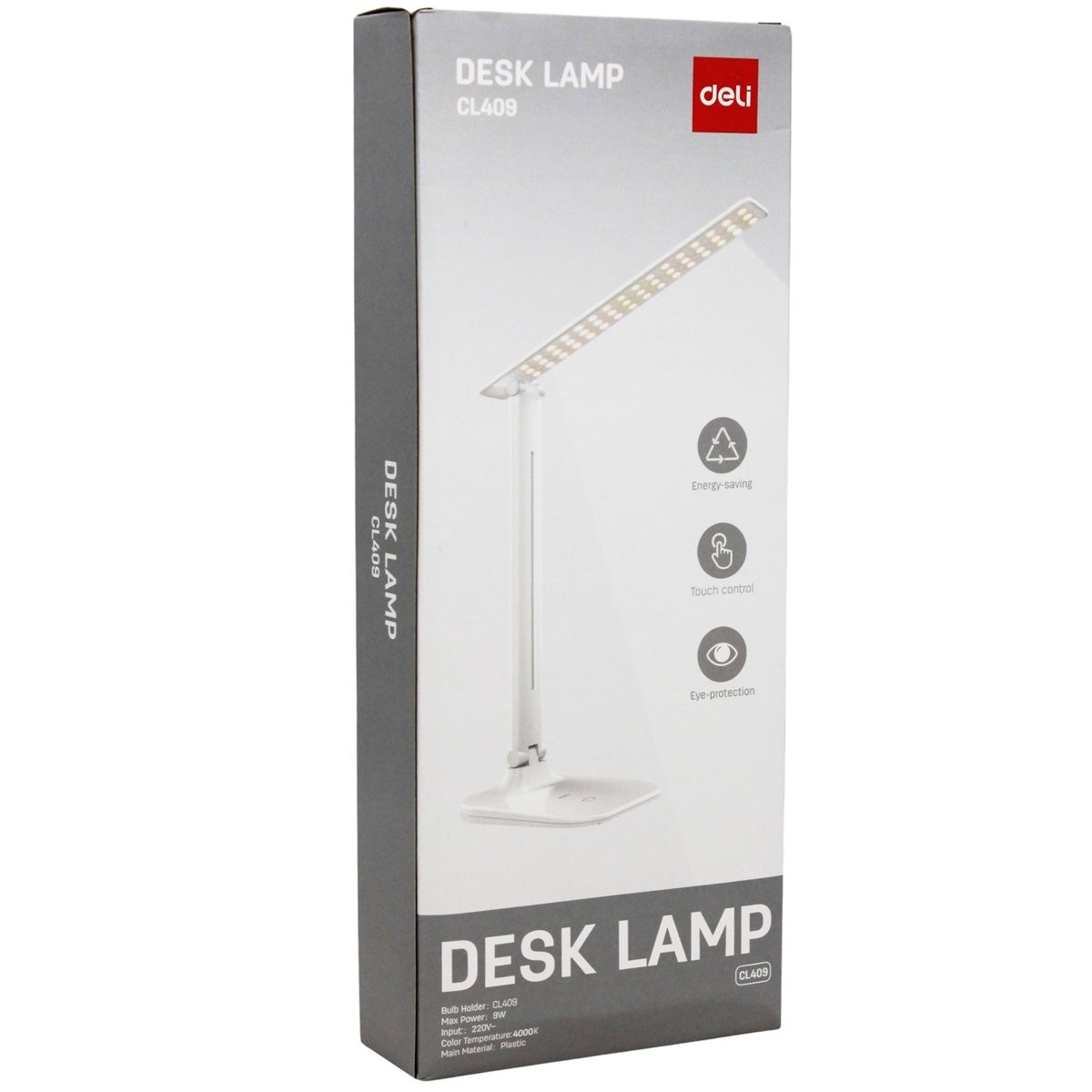 Đèn học để bàn Deli CL409 cảm ứng 9W 4000K (ánh sáng vàng nhẹ, điều chỉnh 3 mức sáng)
