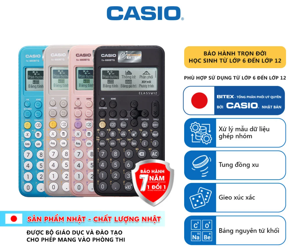 Máy tính Casio fx-880BTG + bút Plilot