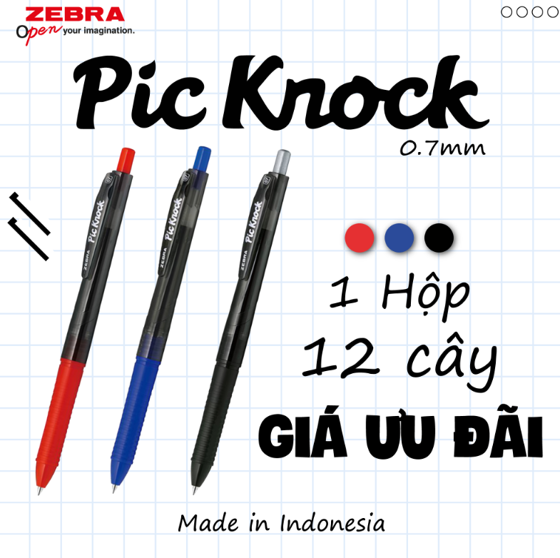 Bút bi Zebra Pic Knock 0.5mm (12)