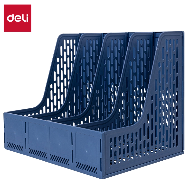 Kệ hồ sơ ráp nhựa Deli 9844 4 ngăn đứng (kệ rổ xéo)