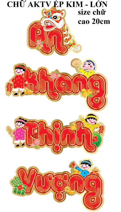 Hình giấy ép nhũ dán cửa trang trí Tết