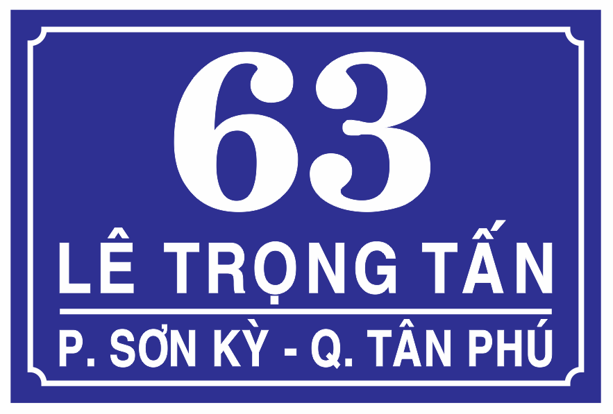 Bảng mica nội dung - Bảng công ty, số nhà, ... nền xanh dương chữ trắng