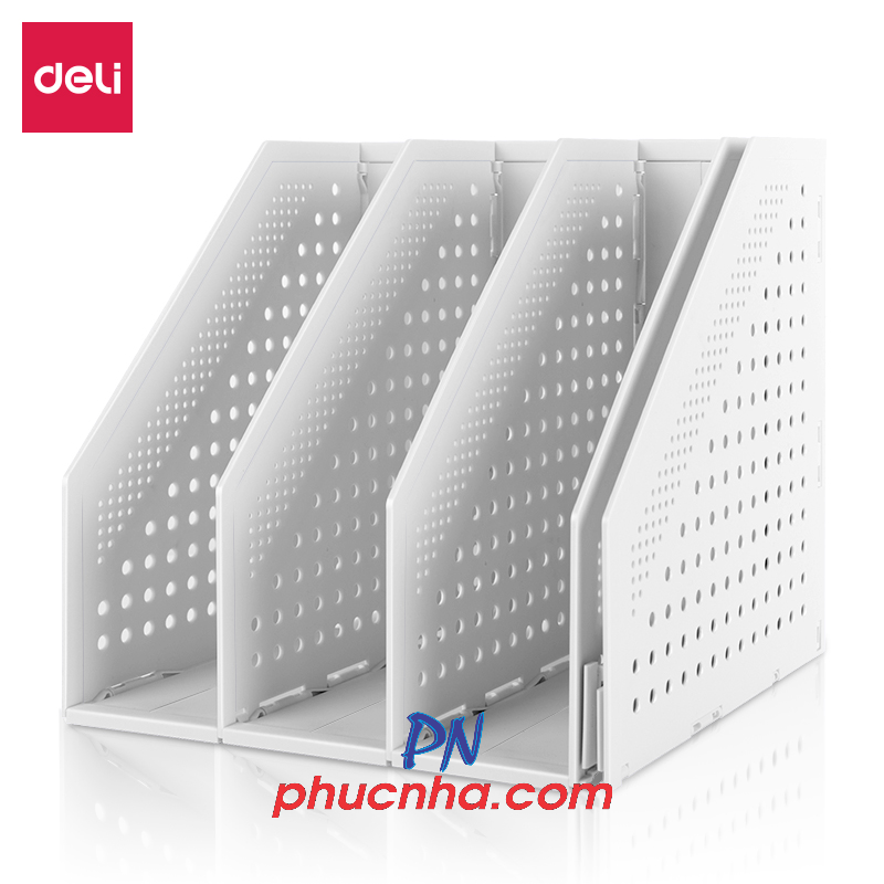 Kệ hồ sơ nhựa gấp gọn Deli 4 ngăn đứng (kệ xéo) (12)